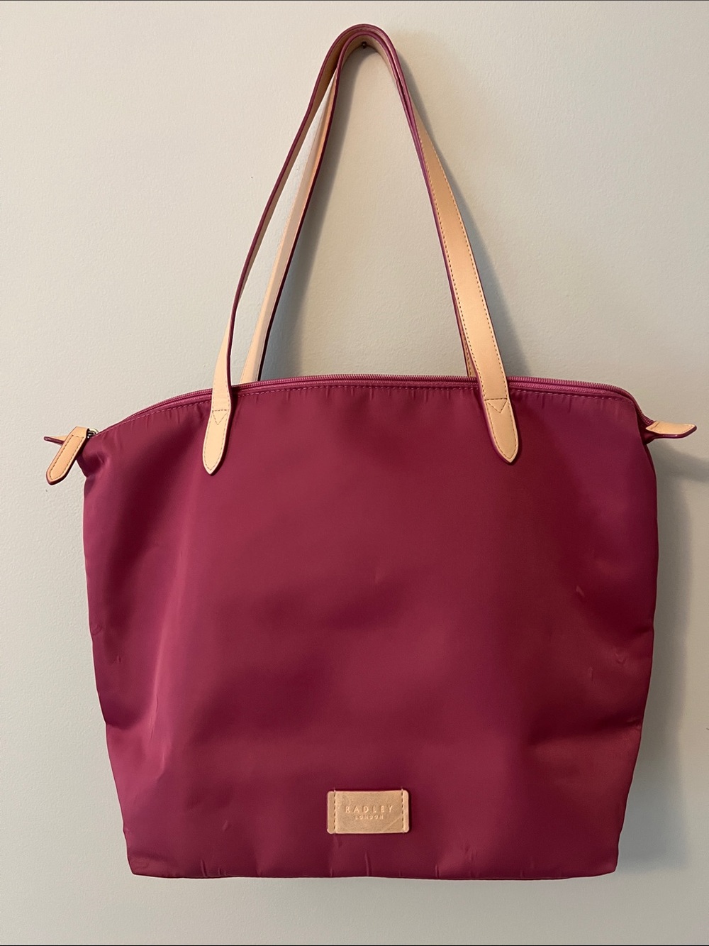 RADLEY LONDON Burgundy Tote with Tan Straps